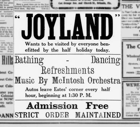 A Joyland ad from a 1915 edition of the Morning Sentinel